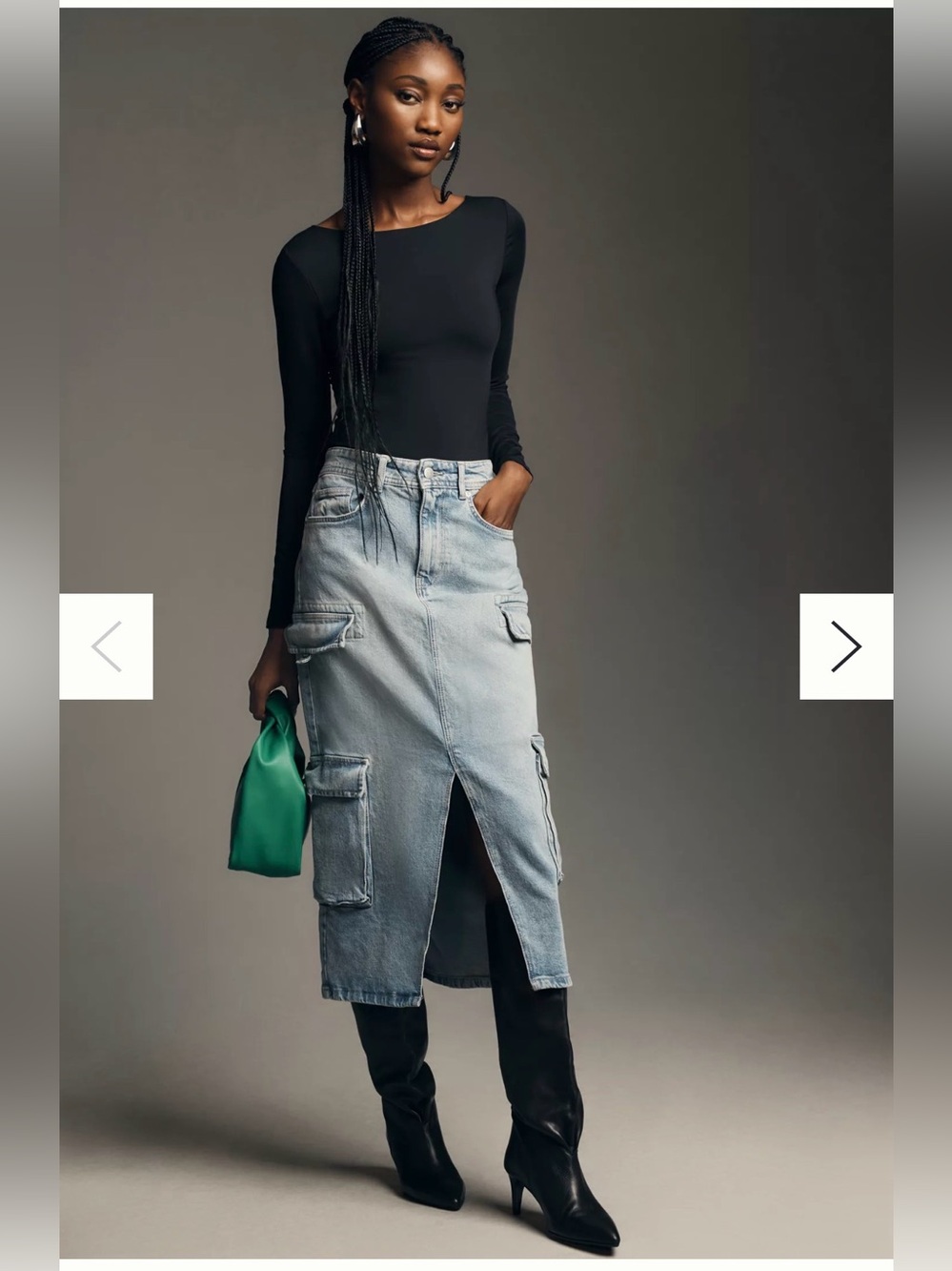 Pilcro Denim Cargo Midi Skirt